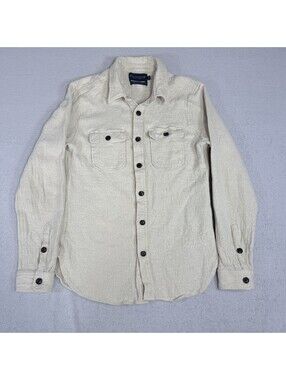 Freenote Cloth Men’s Large Cream Ecru Work Shirt Long Sleeve Made in USA